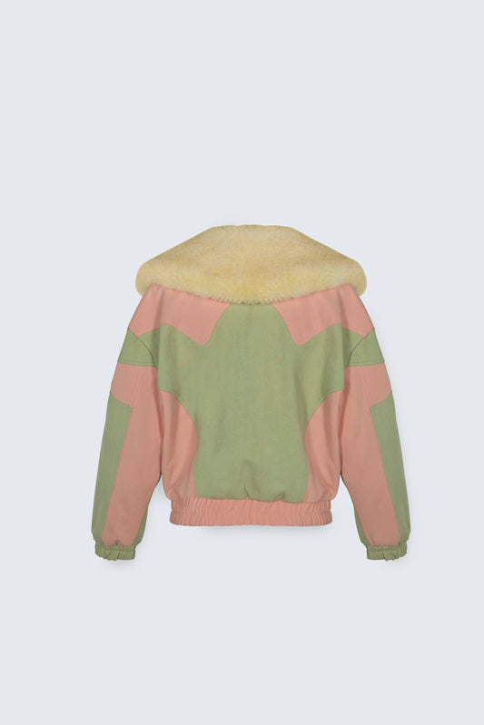 Baby Pink, Green Large Collar