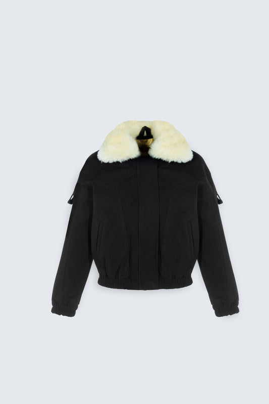 Natural fur, Black Shirt Collar