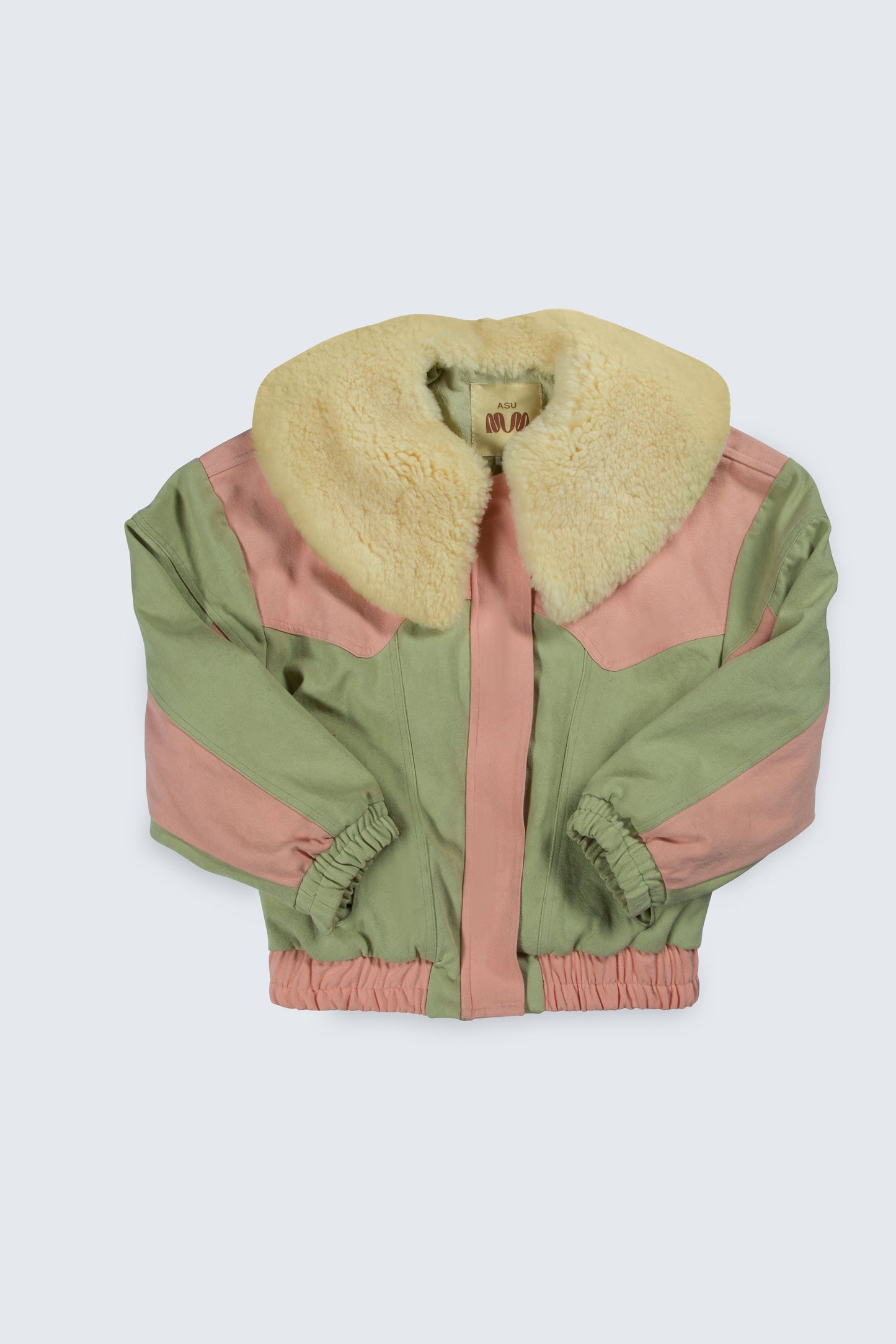 Baby Pink, Green Large Collar