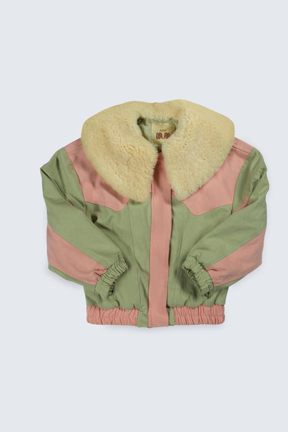 Baby Pink, Green Large Collar