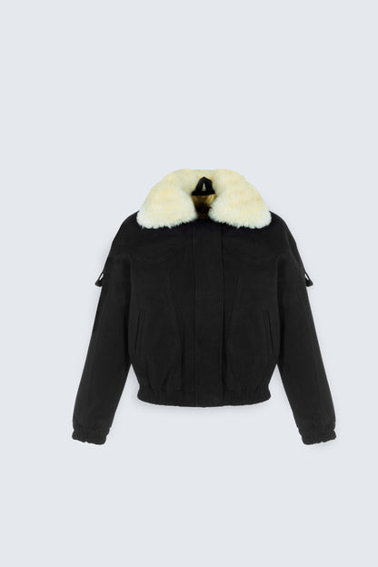 Natural fur, Black Shirt Collar