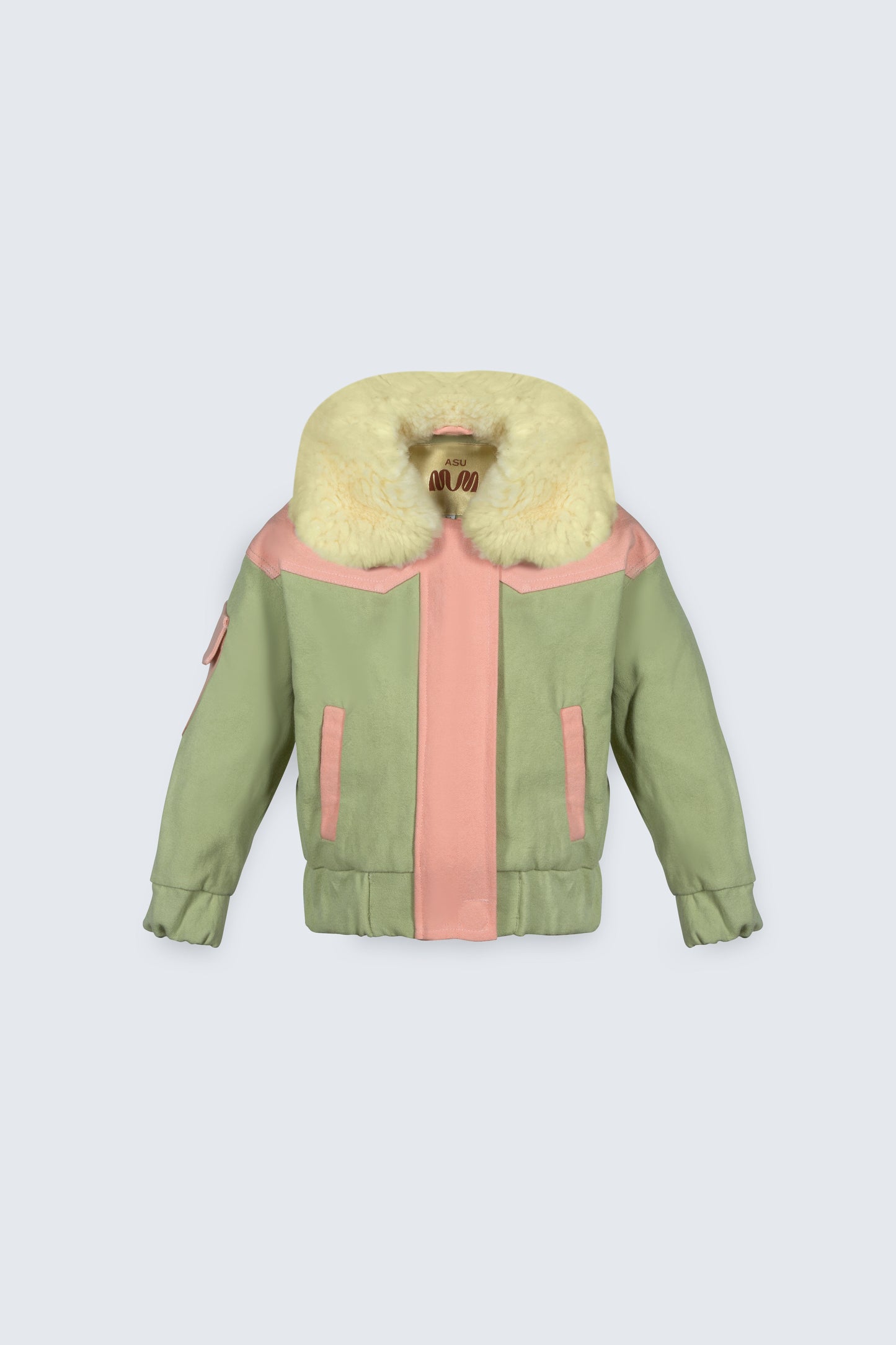 Baby Pink, Green Large Collar